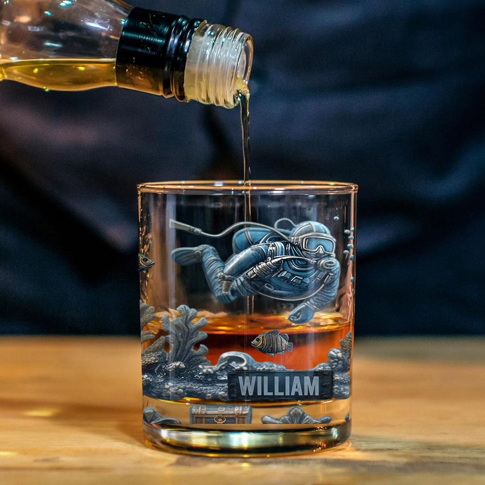 Ocean's Deep - Personalized Scuba Diving Whiskey Glass