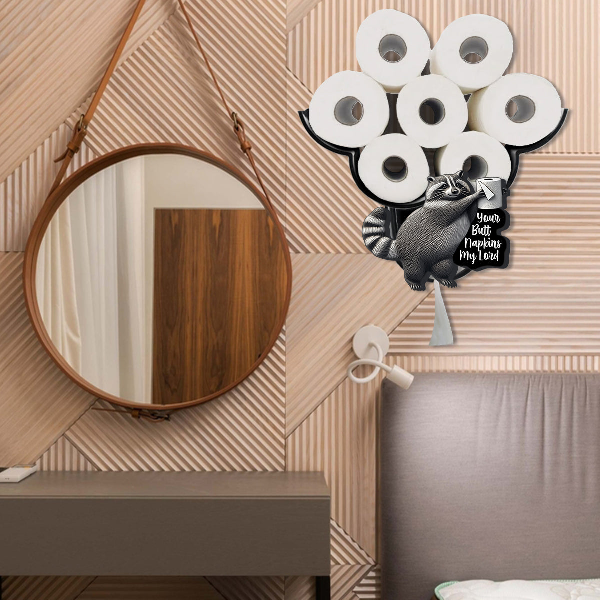 Funny Decoration - Personalized Raccoon Toilet Paper Holder Rack