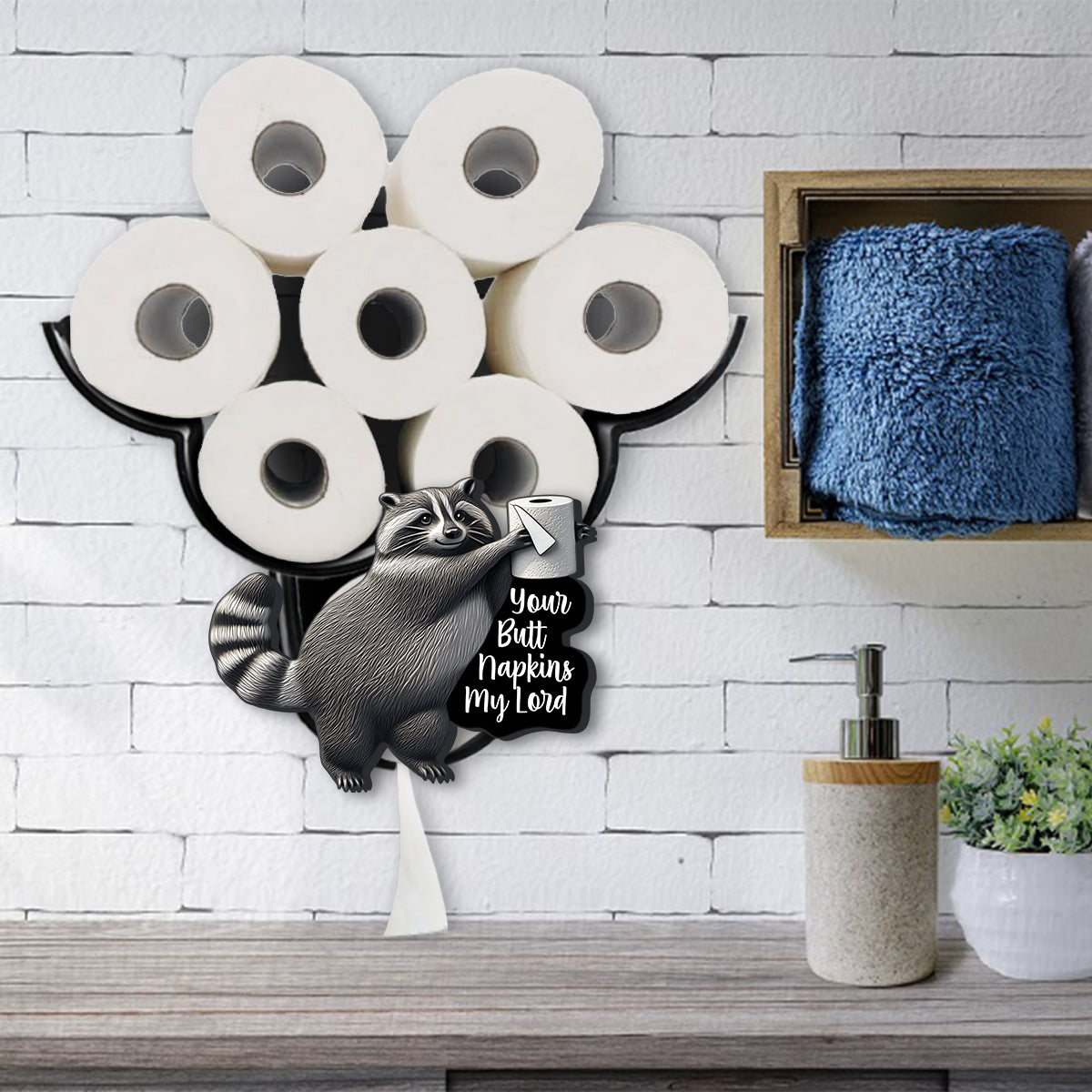 Funny Decoration - Personalized Raccoon Toilet Paper Holder Rack