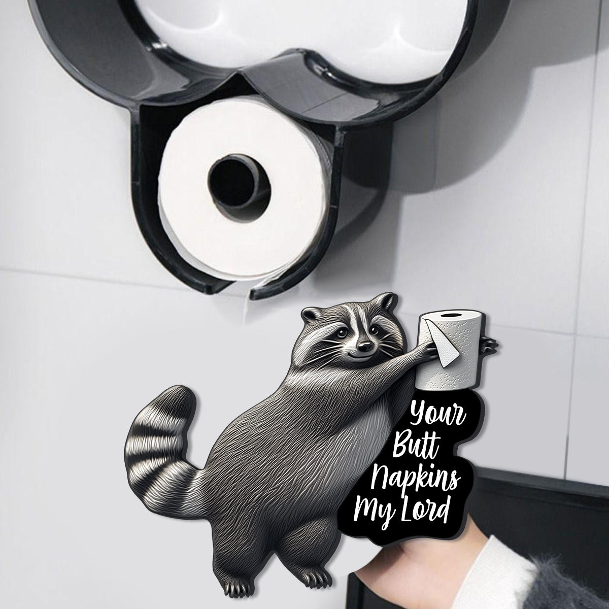 Funny Decoration - Personalized Raccoon Toilet Paper Holder Rack