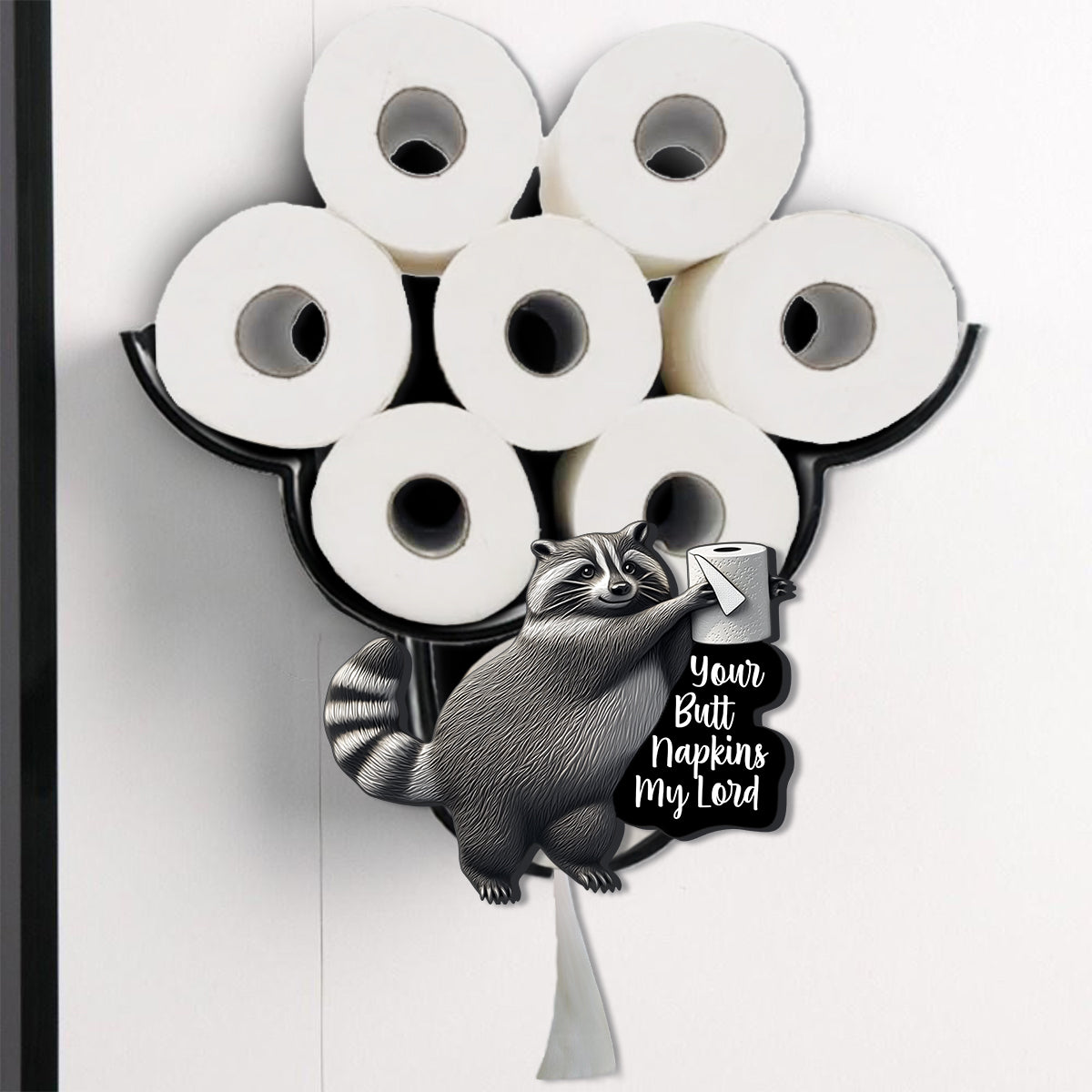 Funny Decoration - Personalized Raccoon Toilet Paper Holder Rack