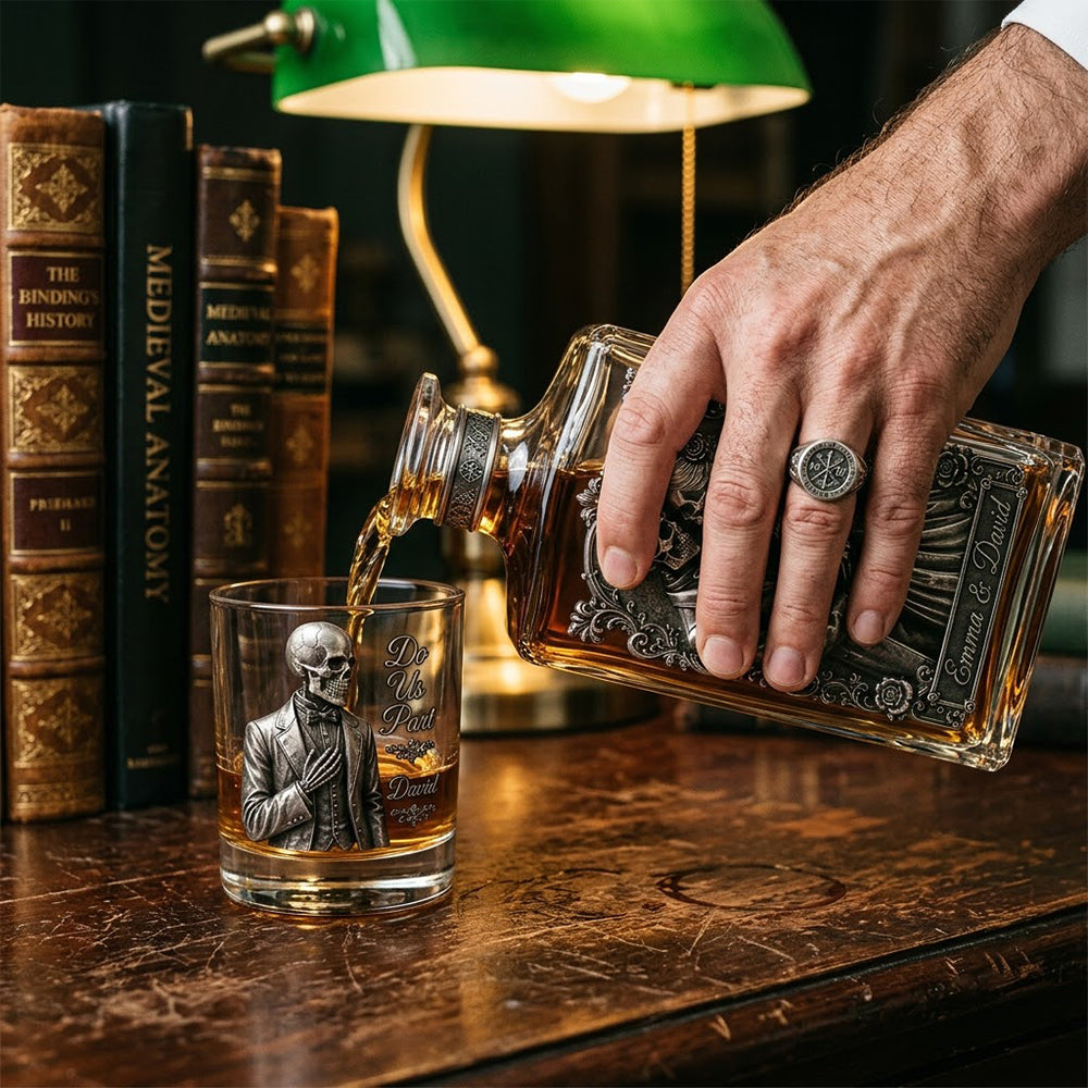 Till Death Do Us Part - Personalized Skull Whiskey Decanter Set