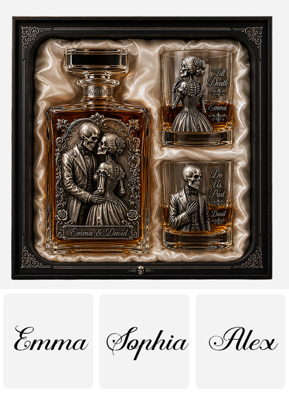 Till Death Do Us Part - Personalized Skull Whiskey Decanter Set