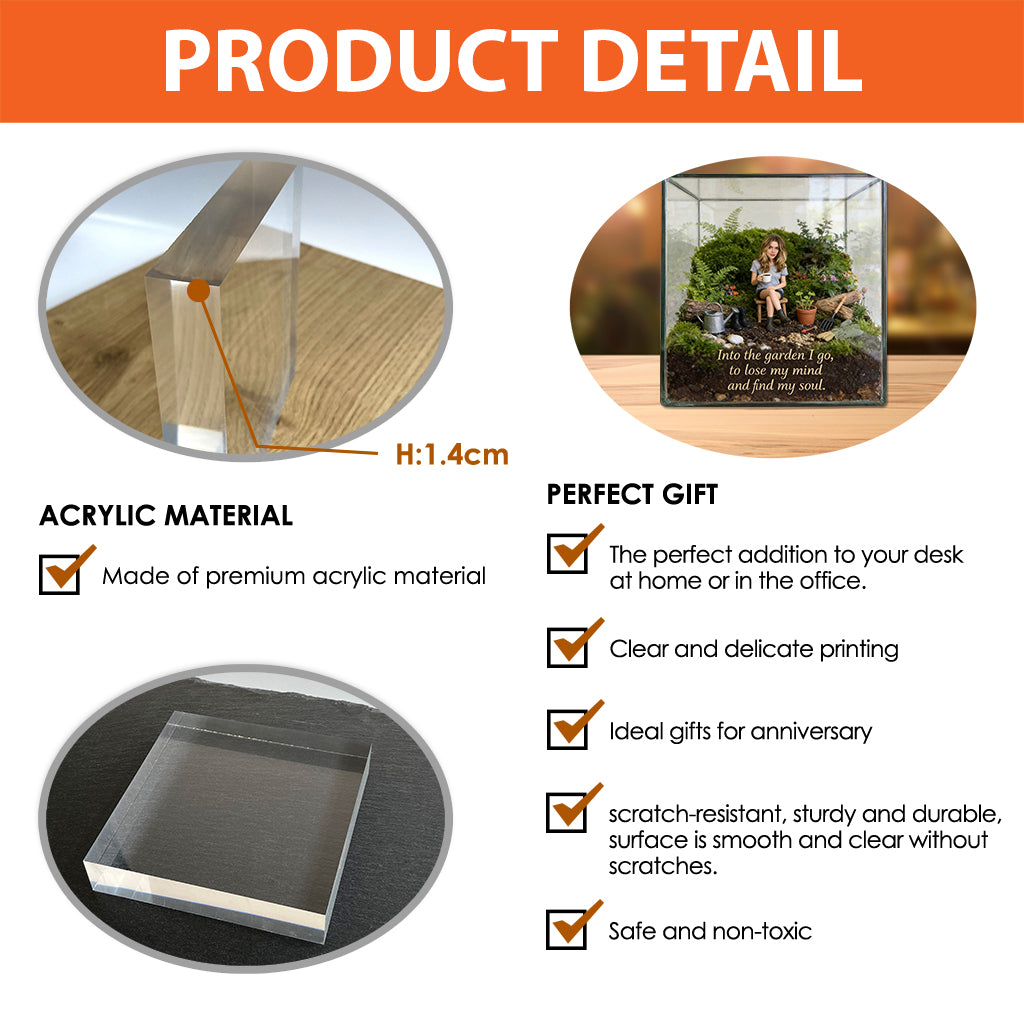 Into The Garden I Go Terrarium Inspired Custom Photo - Personalized Gardening Custom Shaped Acrylic Plaque