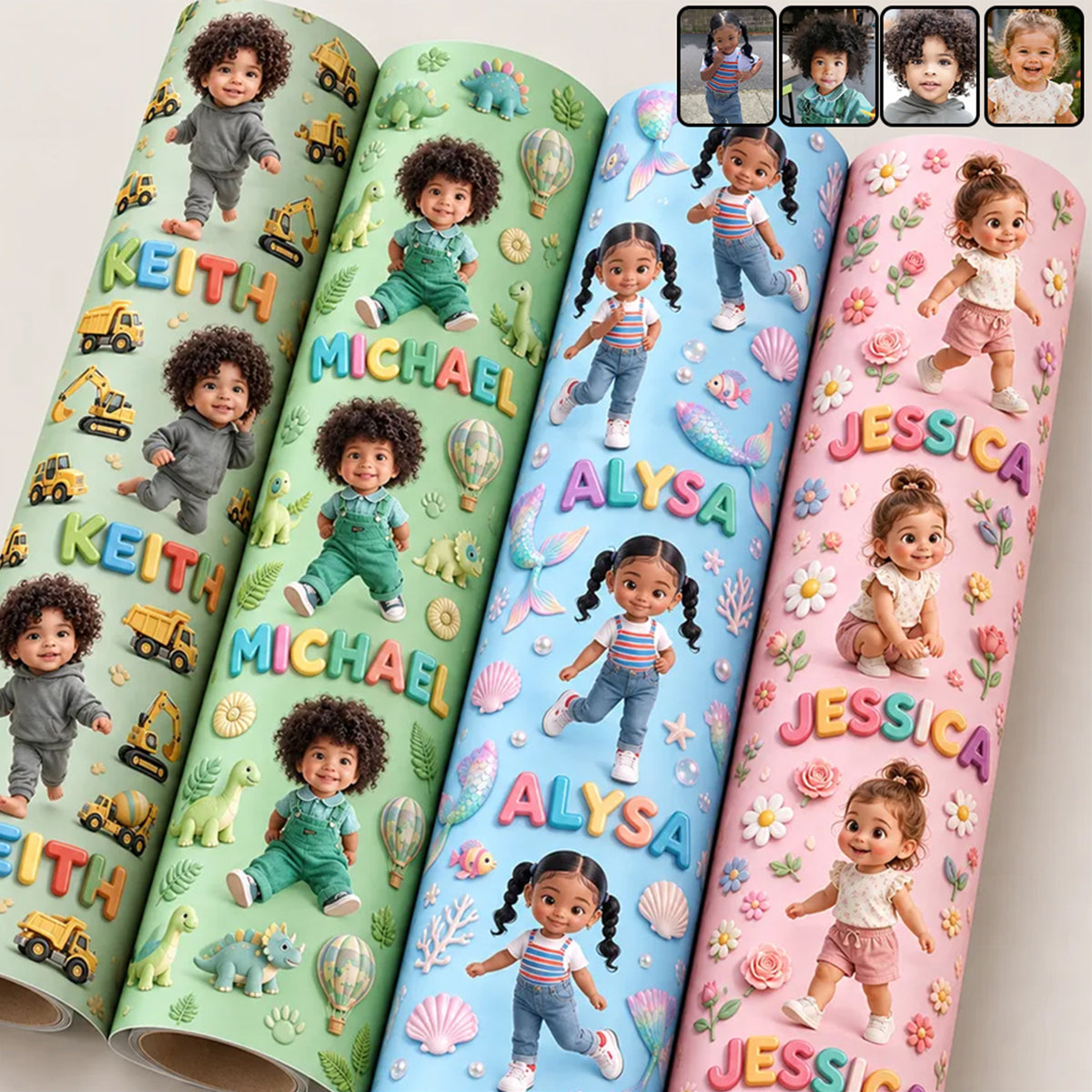 Custom Kid Gift Paper Wrap - Personalized Kid Wrapping Papers