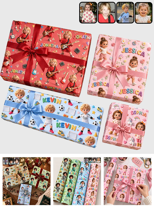 Custom Kid Gift Paper Wrap - Personalized Kid Wrapping Papers