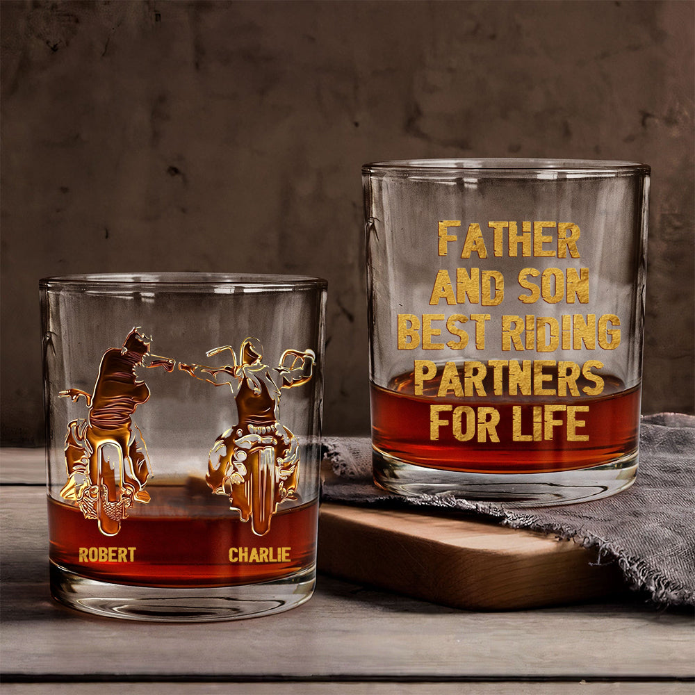 Best Riding Partners For Life - Biker - Personalized Biker Whiskey Glass