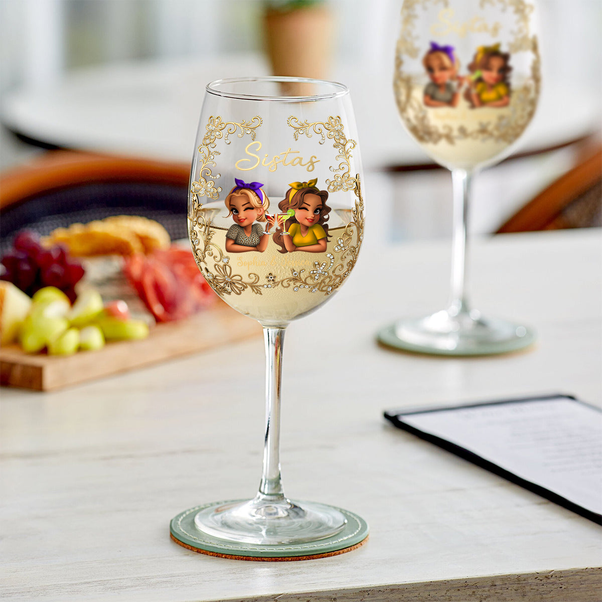 Sistas Forever - Personalized Sister Wine Glass With Long Stem