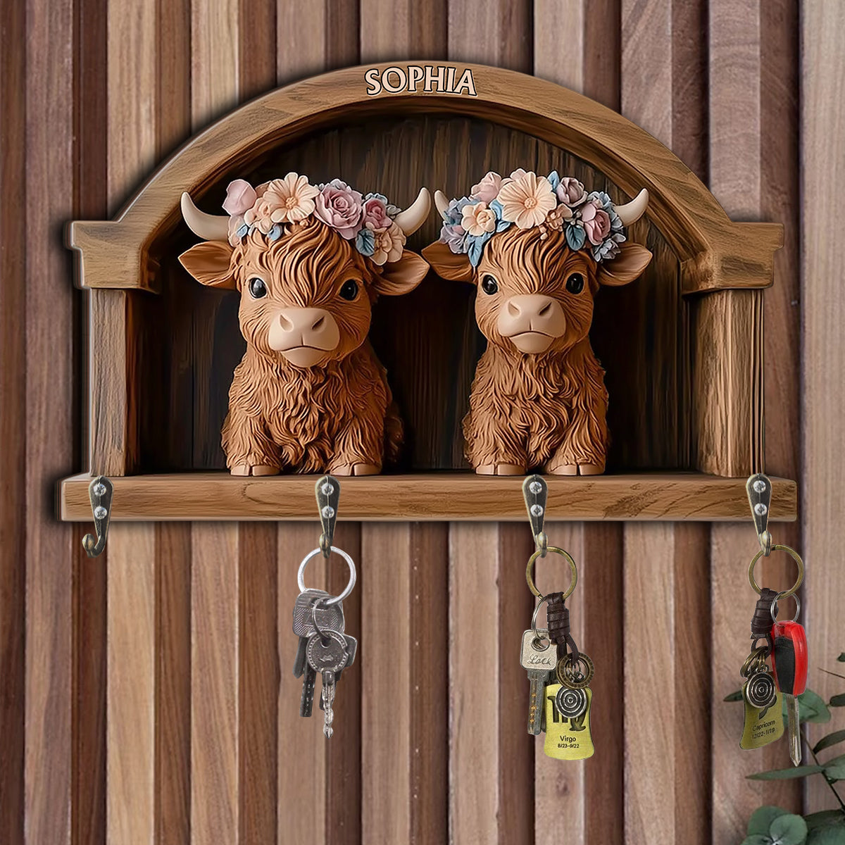 Cute Highland Cows - Personalized Highland Cow Custom Shaped Hanging Rack