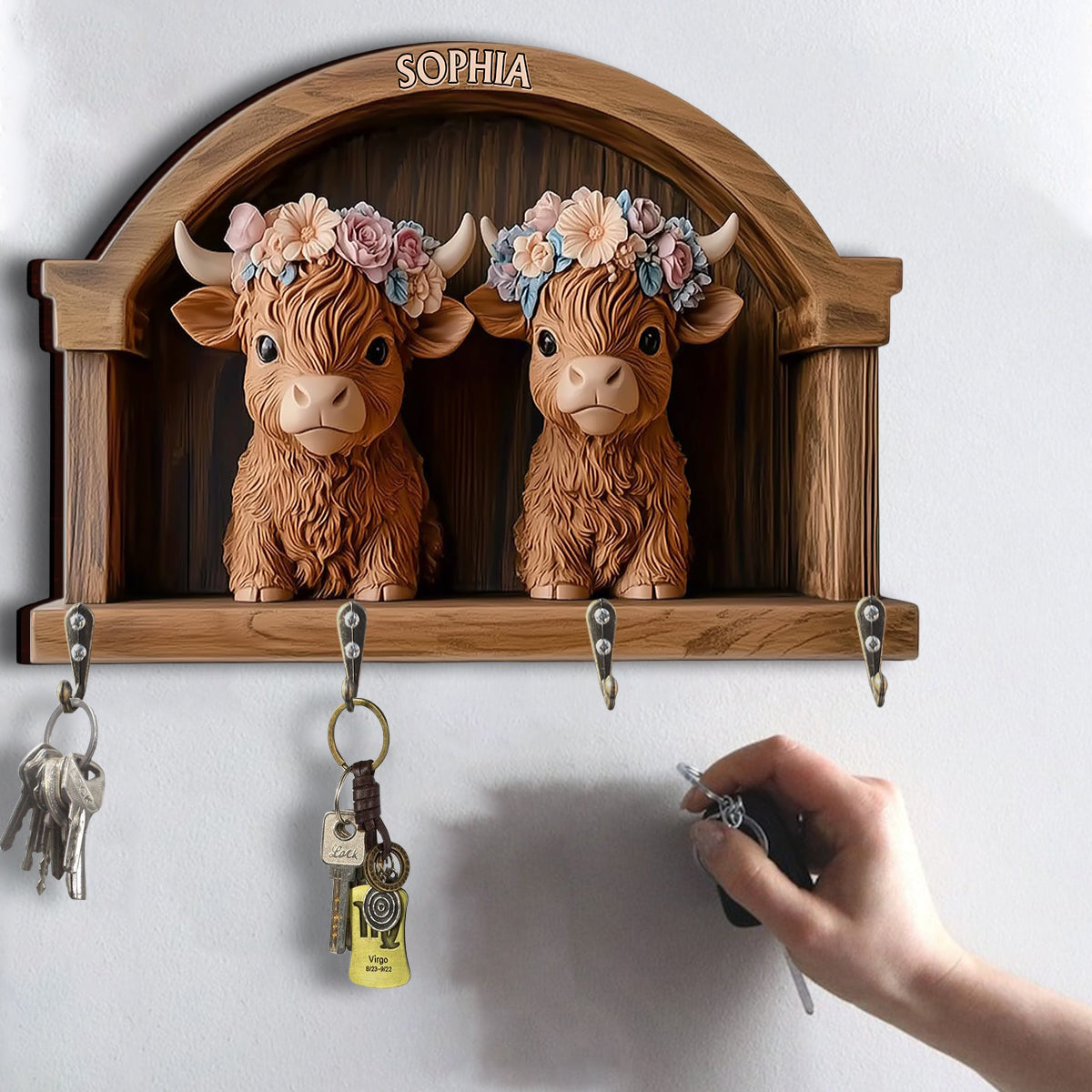 Cute Highland Cows - Personalized Highland Cow Custom Shaped Hanging Rack