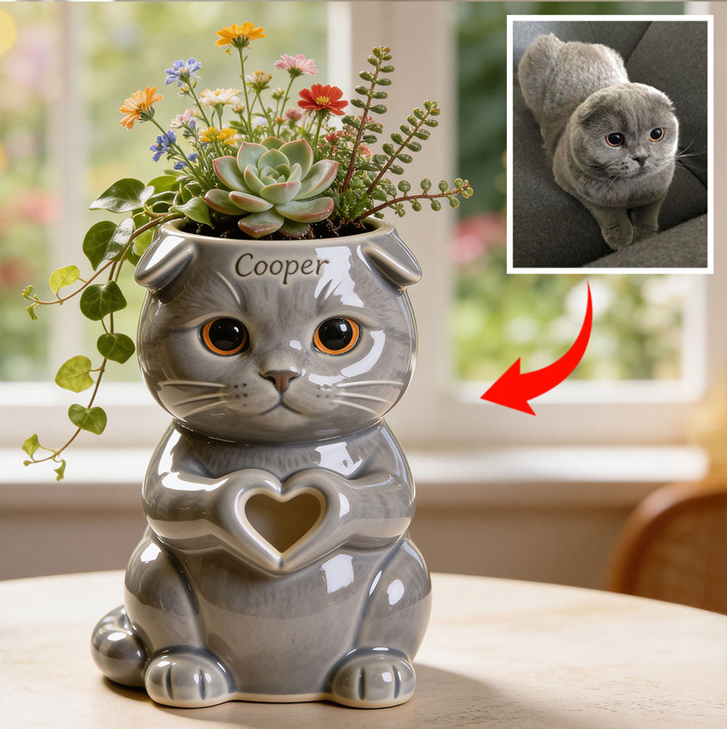 Custom Any Pet Photo - Personalized Cat Acrylic Pot