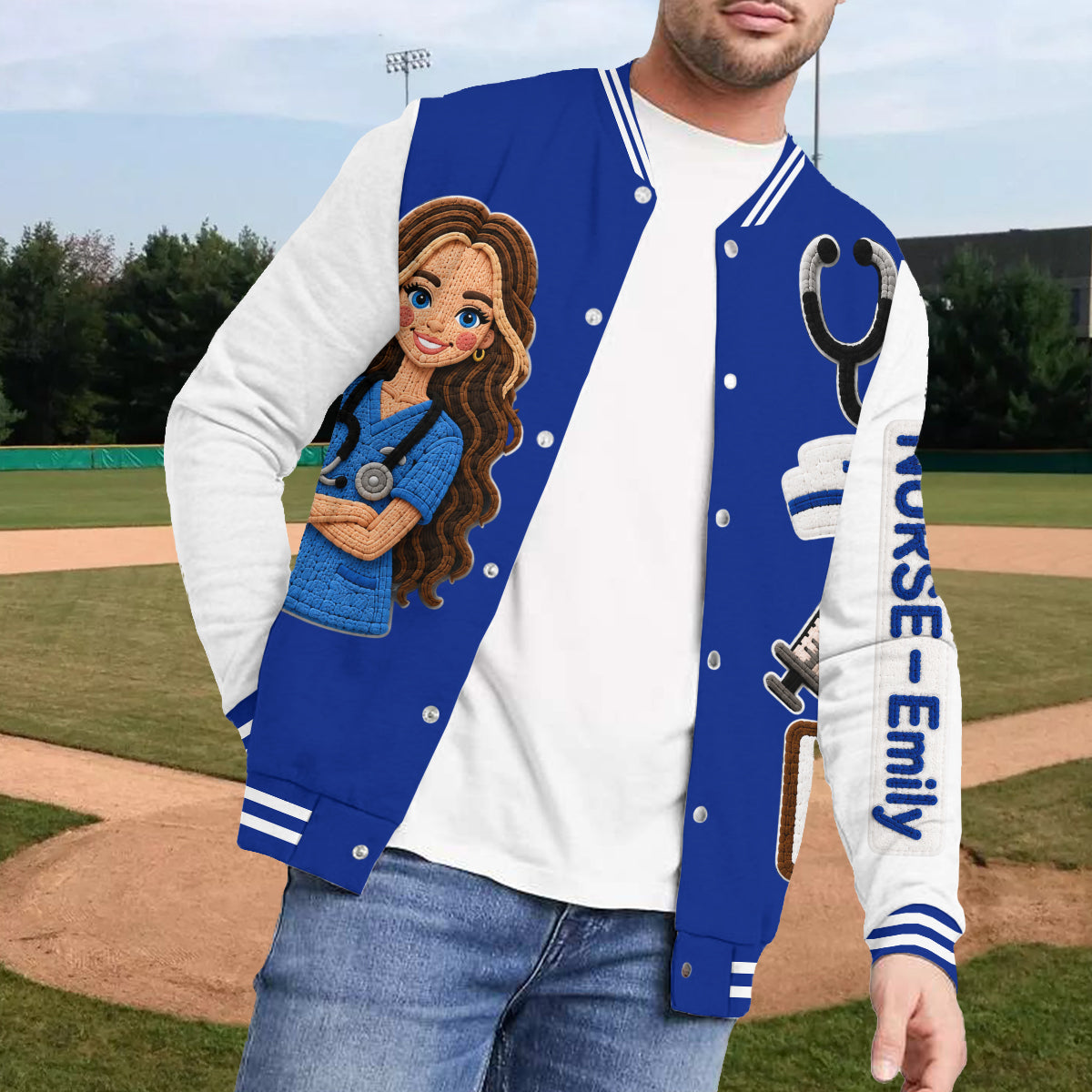 Any Photo Nurse Life - Personalized Nurse Varsity Jacket
