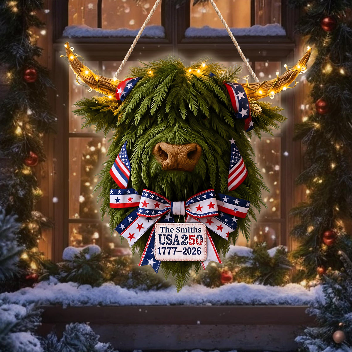 USA 250 Celebration - Personalized Highland Cow LED Light Acrylic Sign