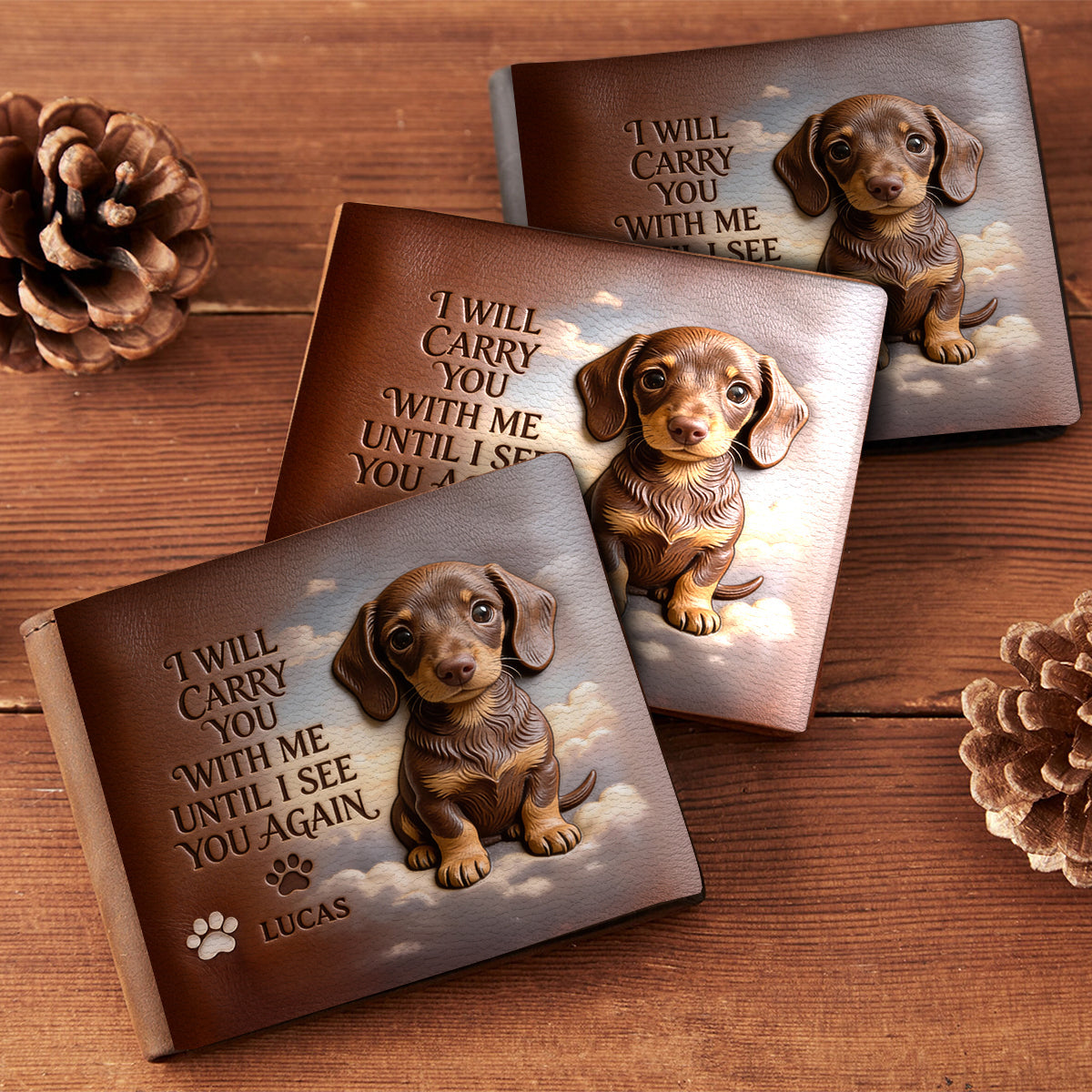 I Will Carry You With Me - Personalized Dog Leather Wallet