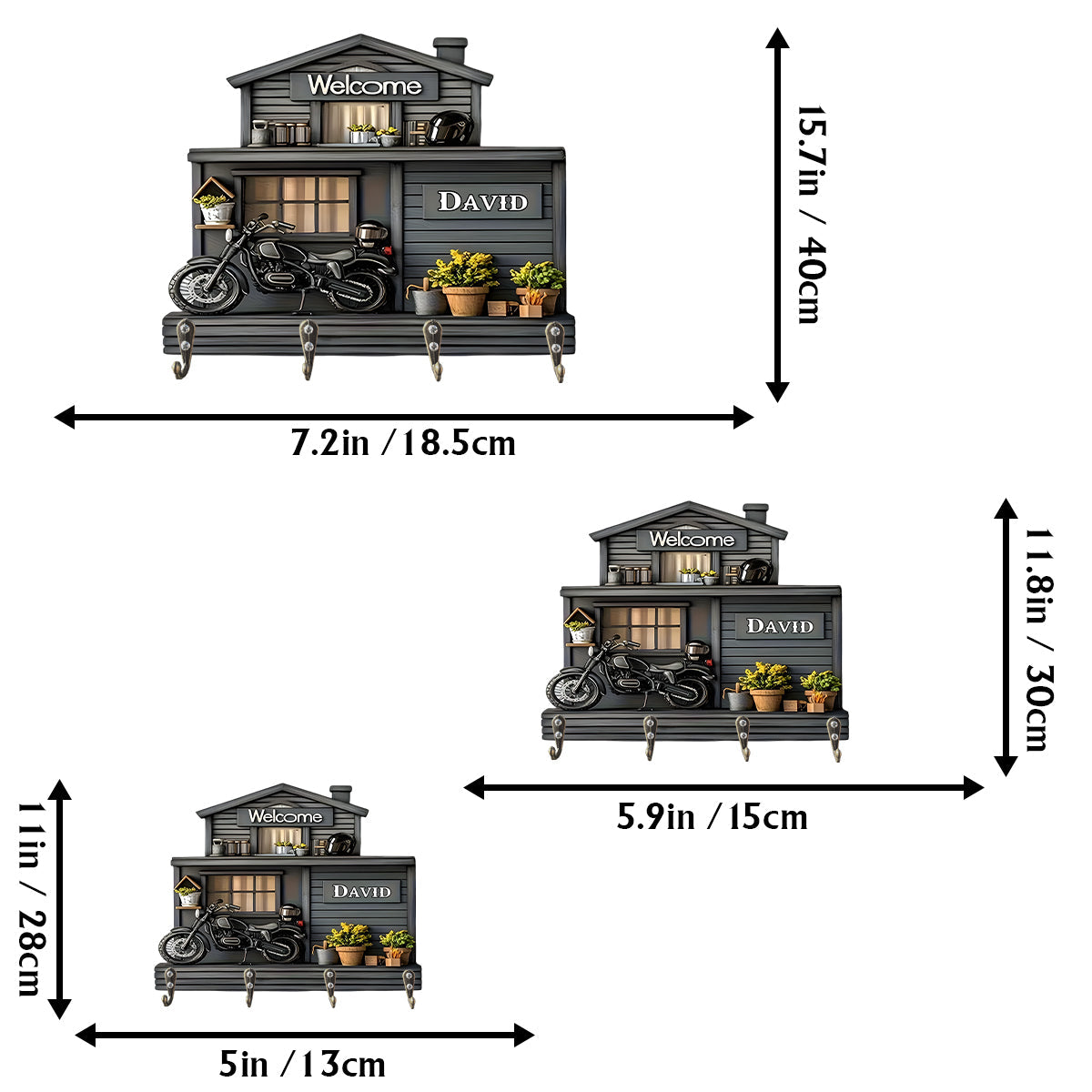 Welcome Home - Personalized Biker Custom Shaped Key Rack