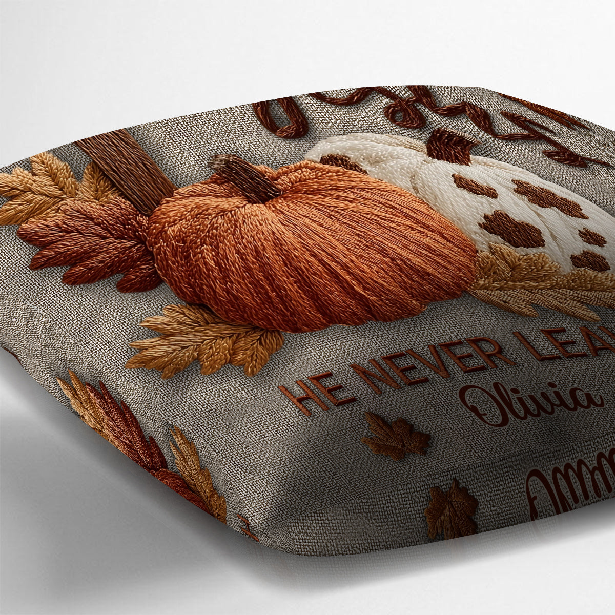 Fall For Jesus He Never Leaves - Personalized Christian Throw Pillow