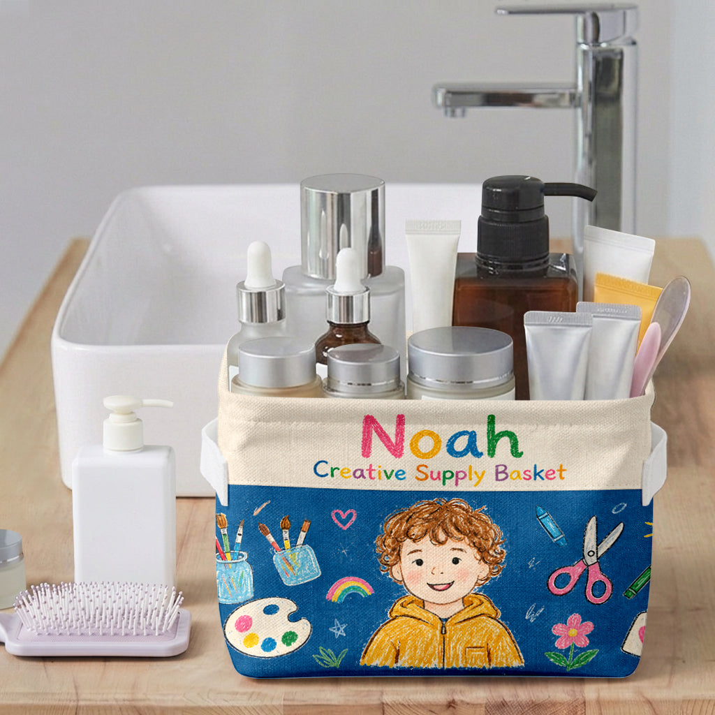 Art Supply Basket For Painting Lover - Personalized Kid Rectangle Storage Basket