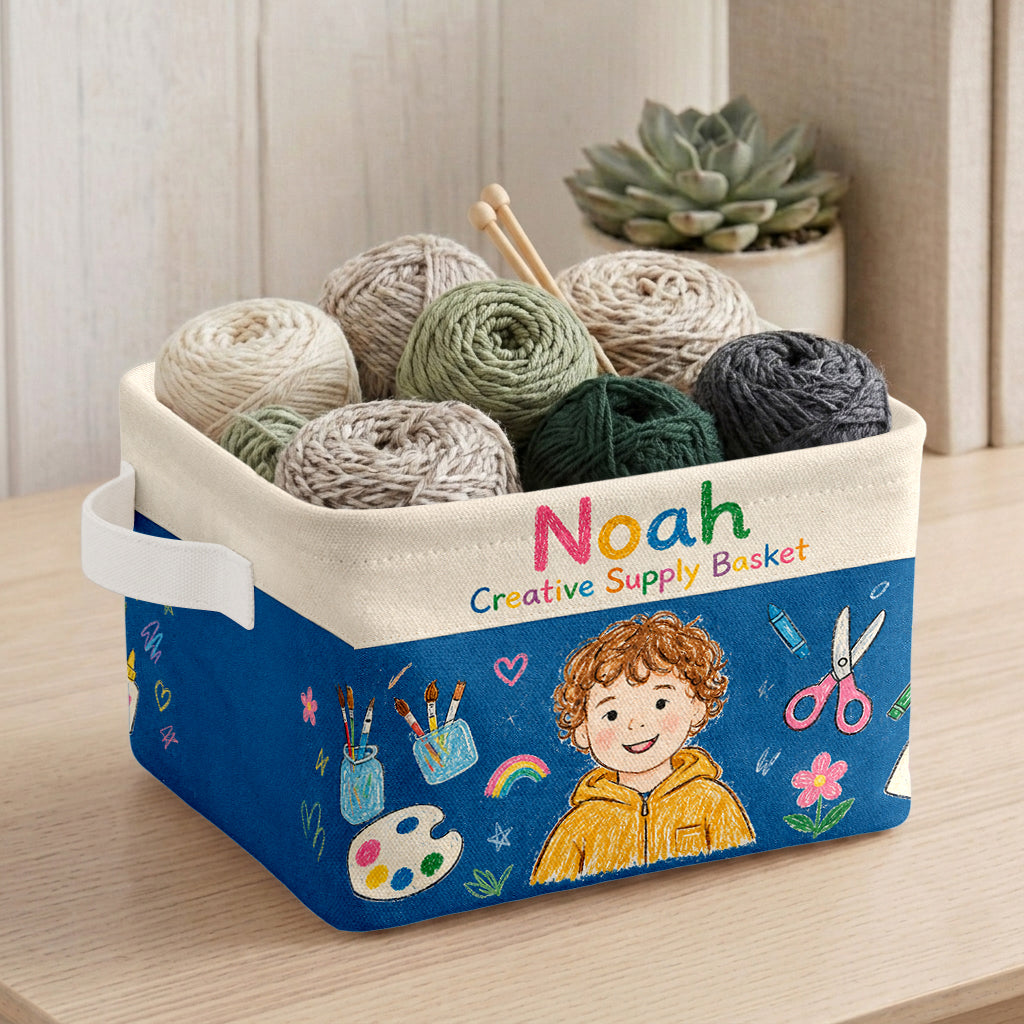 Art Supply Basket For Painting Lover - Personalized Kid Rectangle Storage Basket
