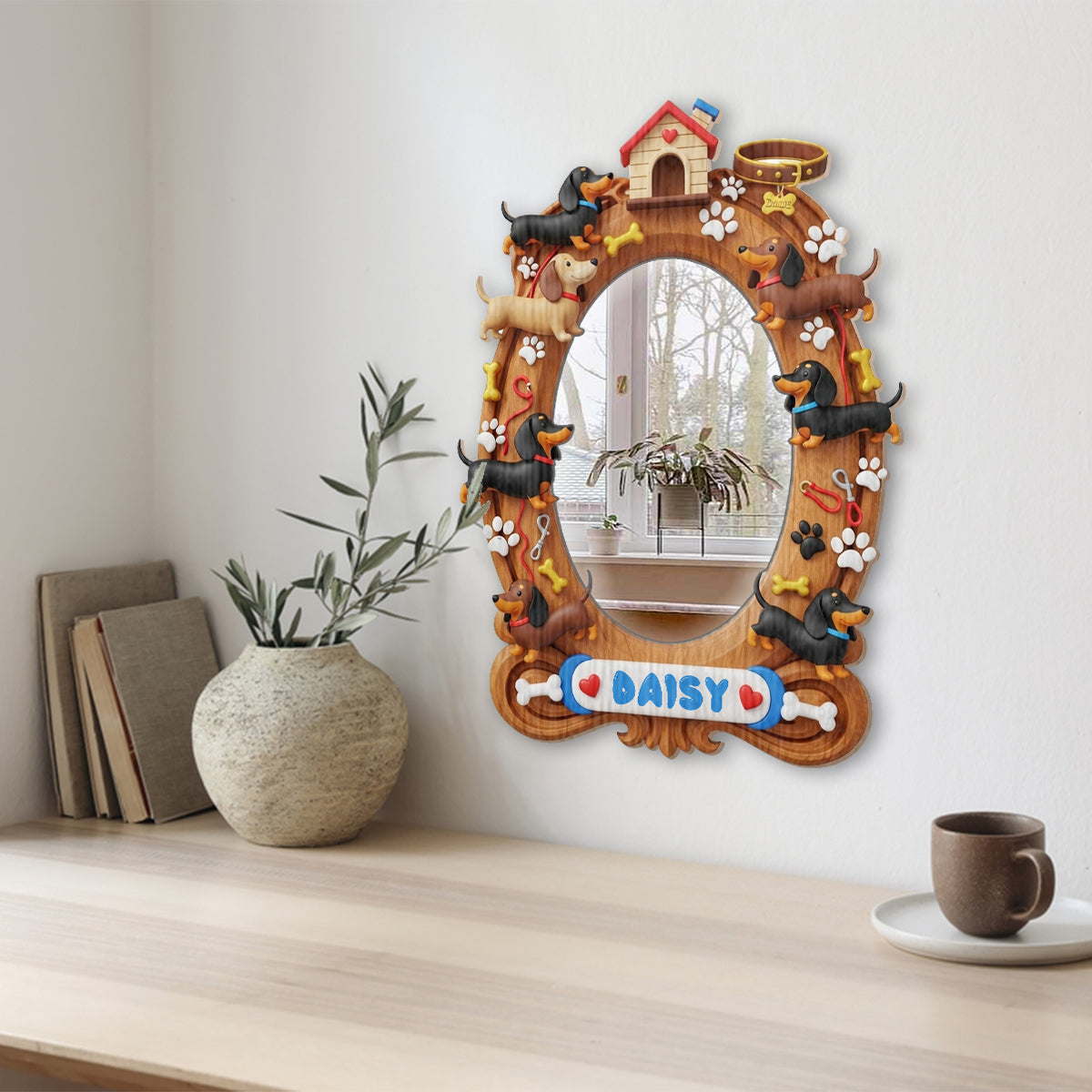 Love Dachshunds - Personalized Dog Wall Hanging Mirror