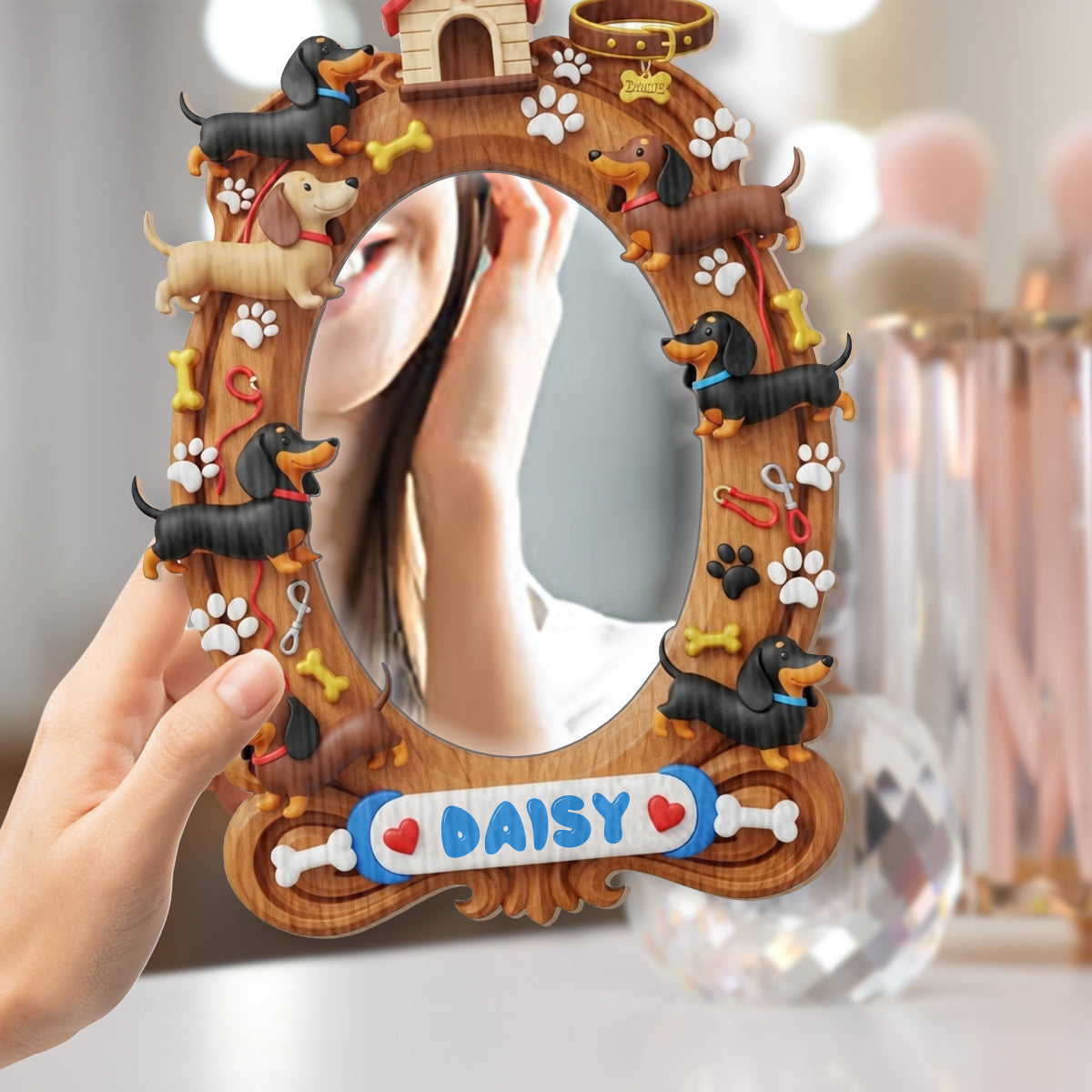 Love Dachshunds - Personalized Dog Wall Hanging Mirror