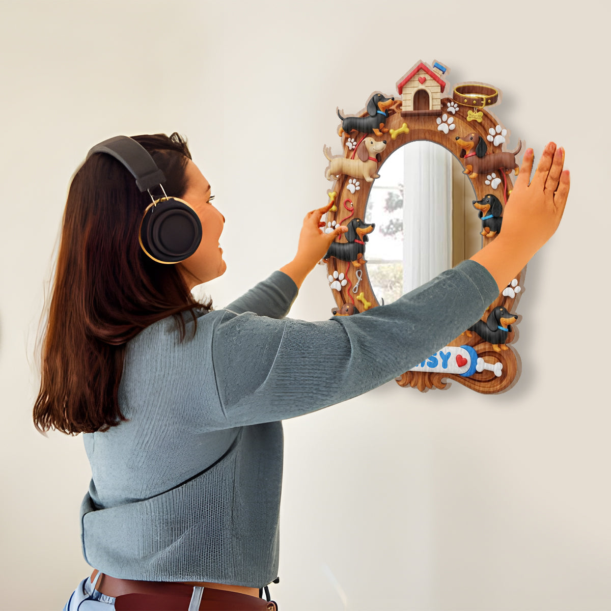 Love Dachshunds - Personalized Dog Wall Hanging Mirror