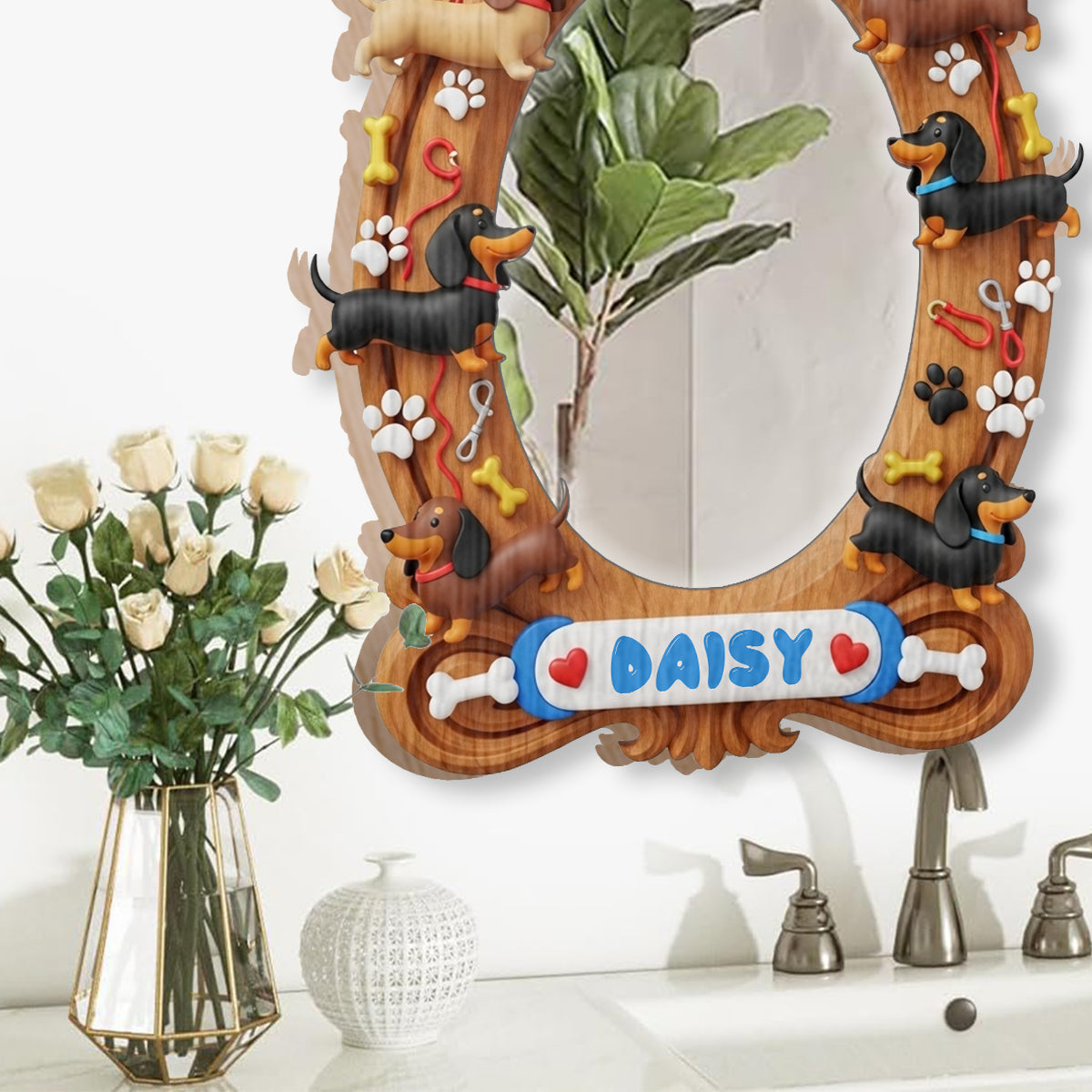 Love Dachshunds - Personalized Dog Wall Hanging Mirror