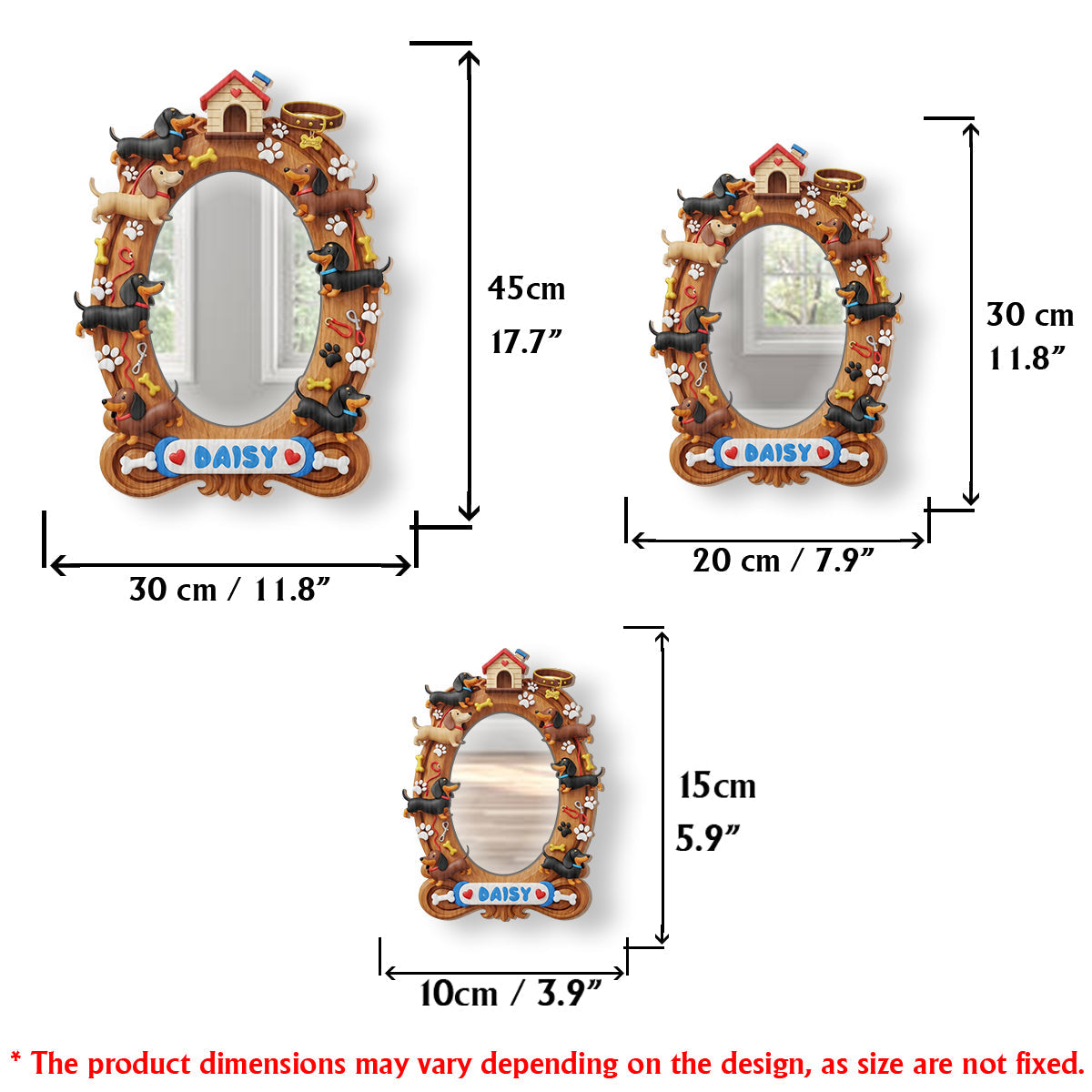 Love Dachshunds - Personalized Dog Wall Hanging Mirror