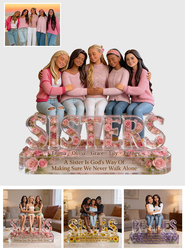 Sisters Forever - Personalized Bestie Custom Shaped Acrylic Plaque