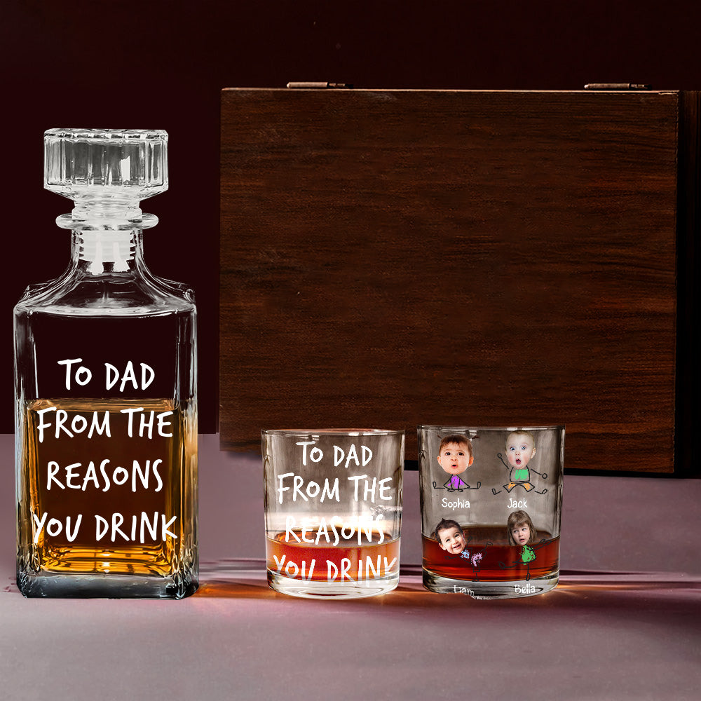 To Dad From The Reasons To Drink - Personalized Father Whiskey Decanter Set