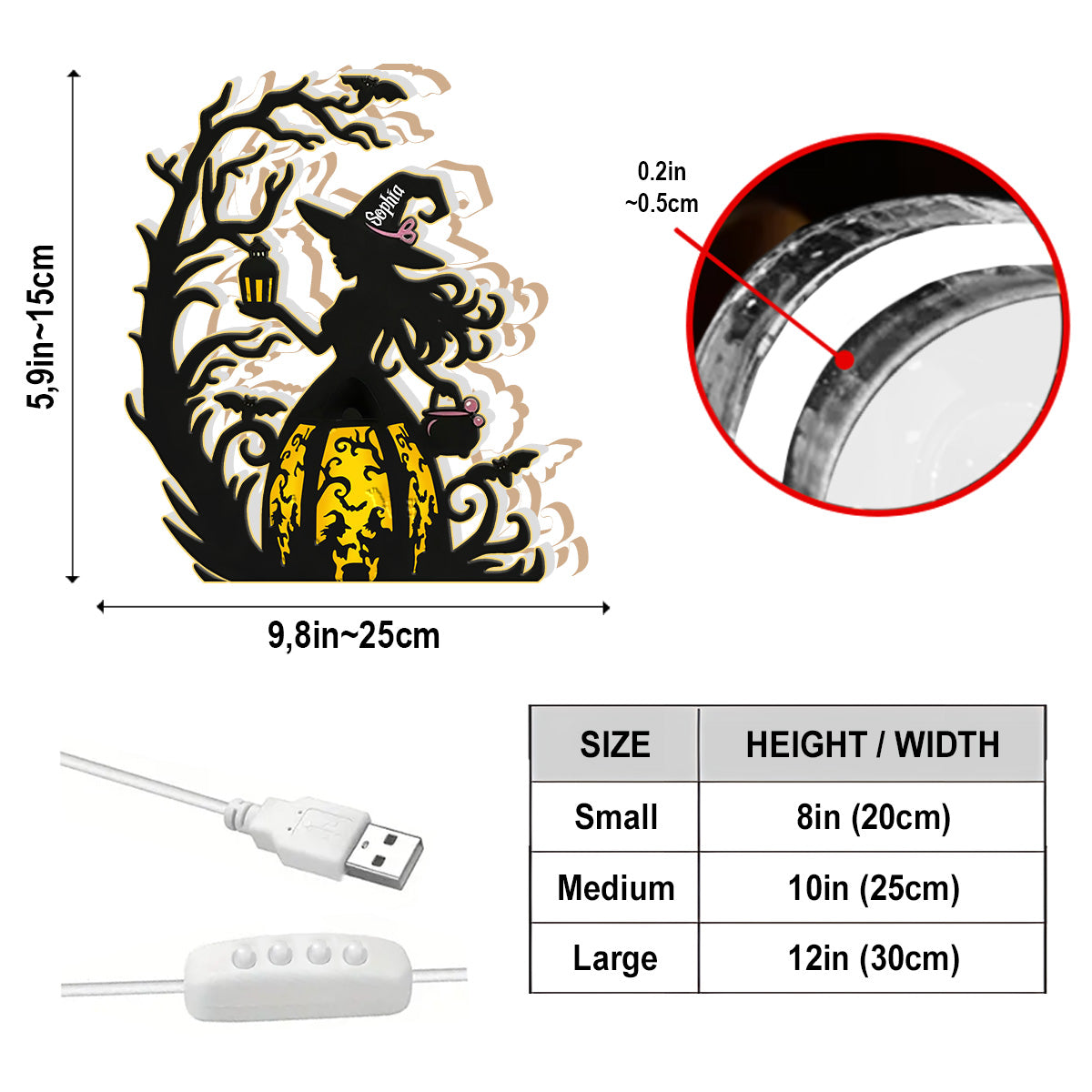 Magical Witch - Personalized Witch Acrylic LED Night Light