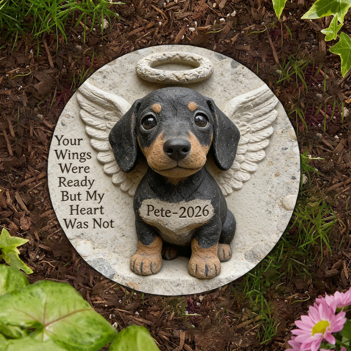 Your Wings Were Ready - Personalized Dog Round Shaped Stone
