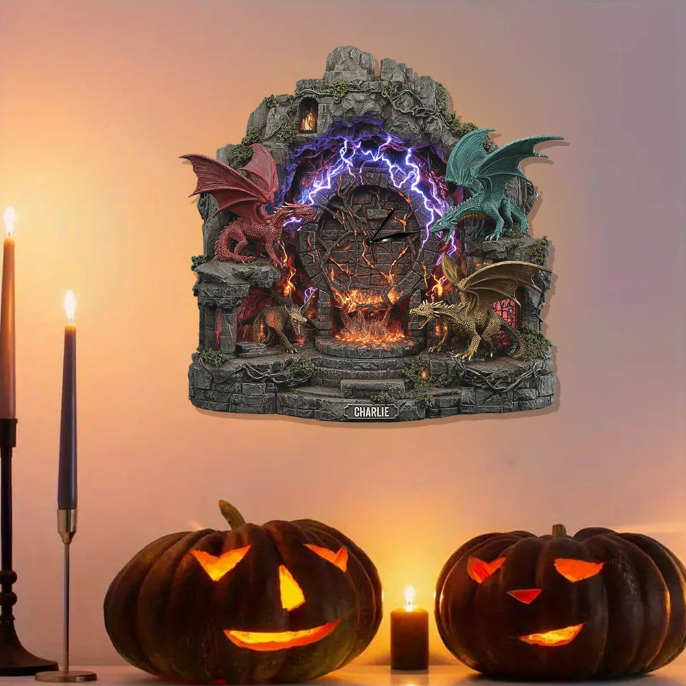 Fantasy Dragons - Personalized Dragon LED Light Wall Clock