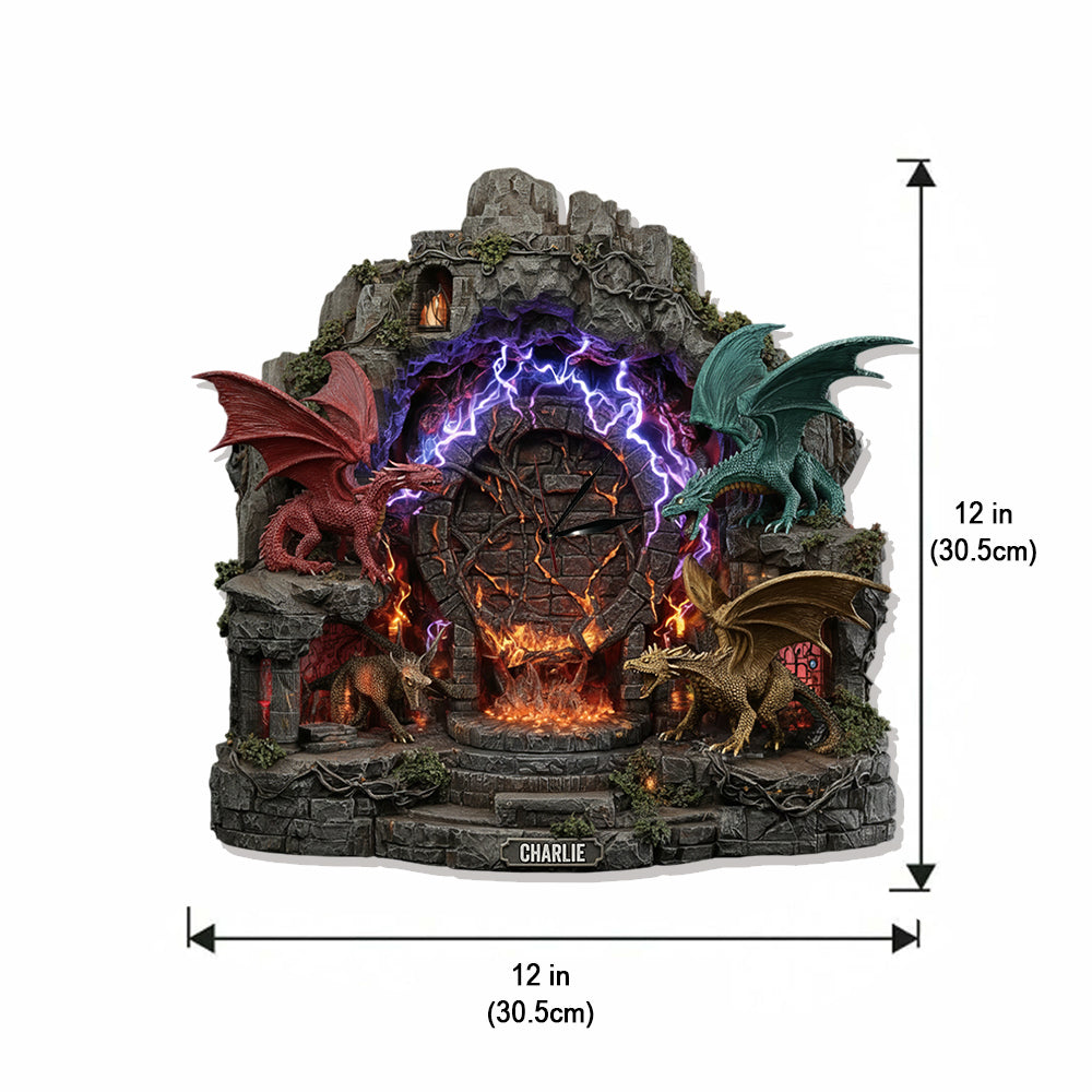 Fantasy Dragons - Personalized Dragon LED Light Wall Clock