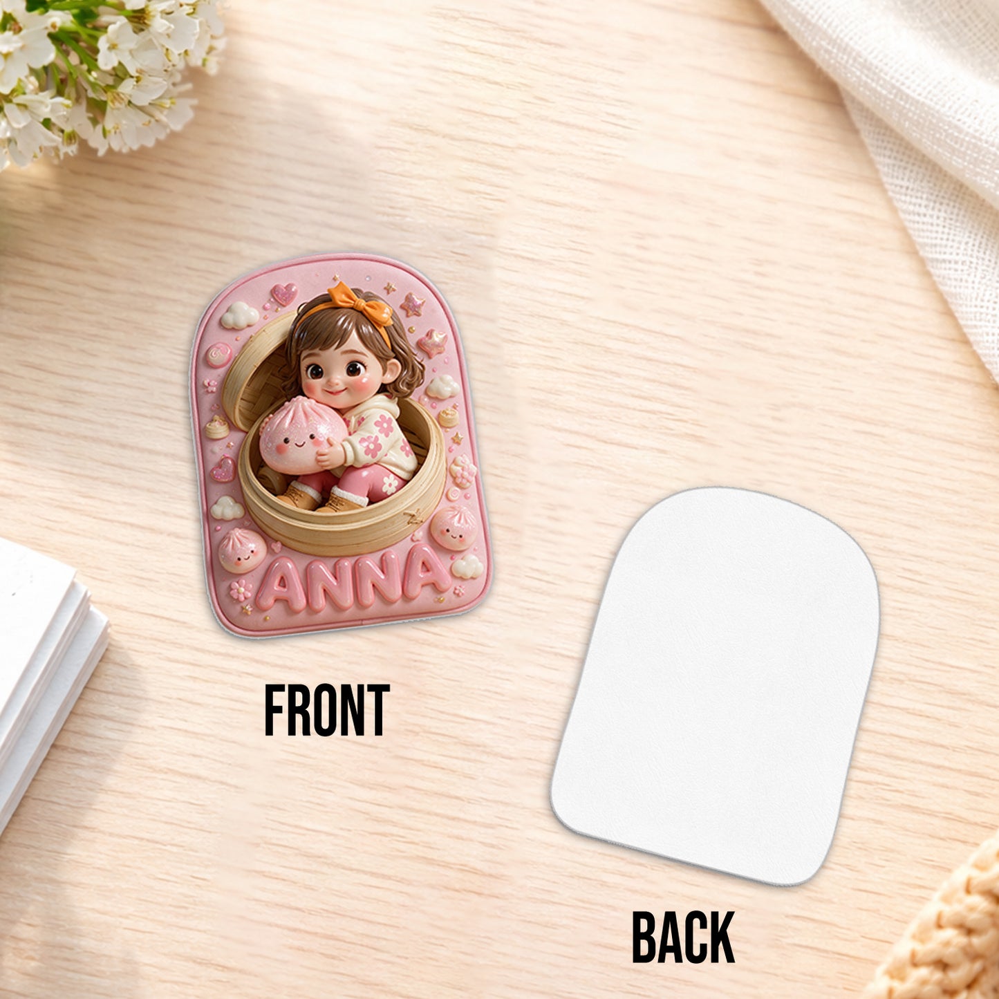 Funny Glitter Dumpling Gift For Kid - Personalized Kid Changeable Leather Patch Backpack