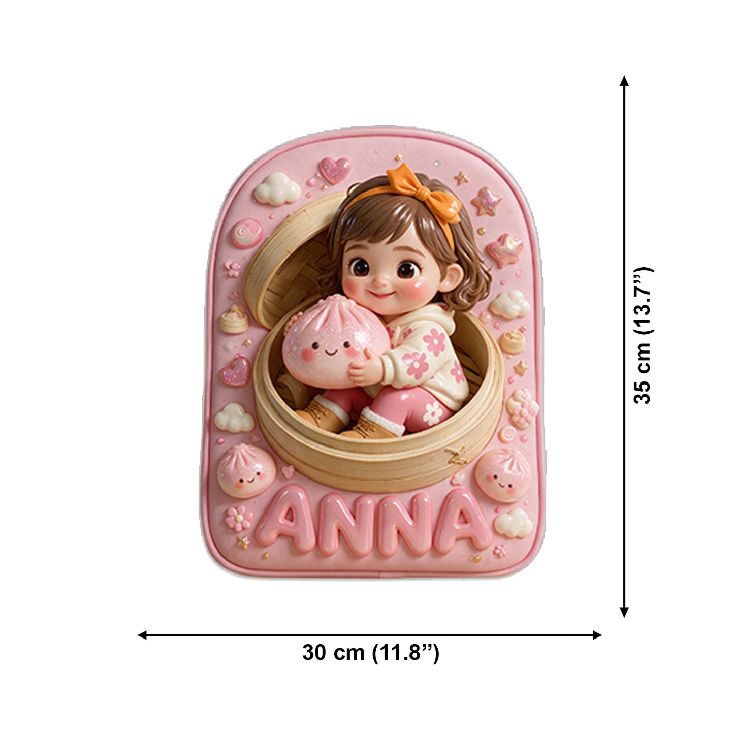 Funny Glitter Dumpling Gift For Kid - Personalized Kid Changeable Leather Patch Backpack