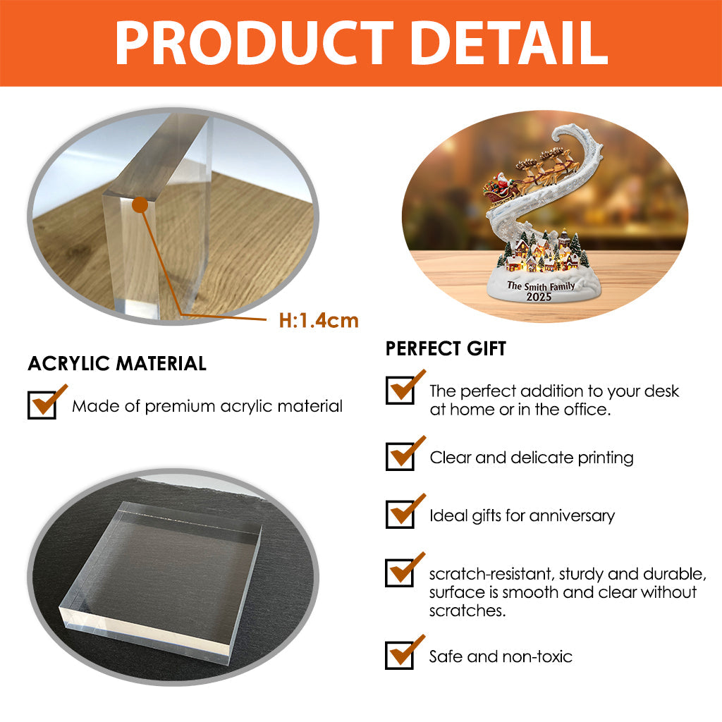 Chirstmas Is Coming To Town - Personalized Family Custom Shaped Acrylic Plaque