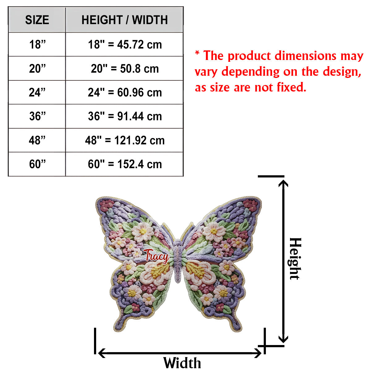 Flower Butterfly - Personalized Butterfly Non-Slip Tufted Rug