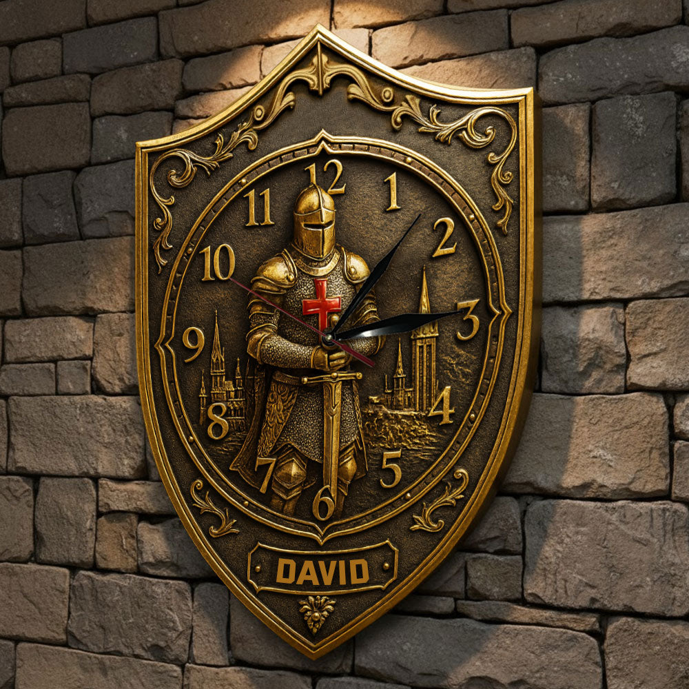 Knight Of God - Personalized Christian LED Light Wall Clock