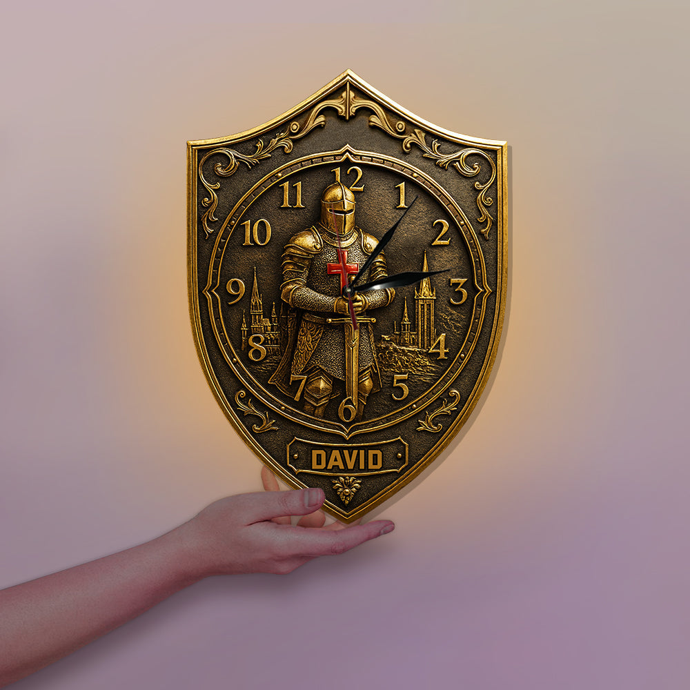 Knight Of God - Personalized Christian LED Light Wall Clock