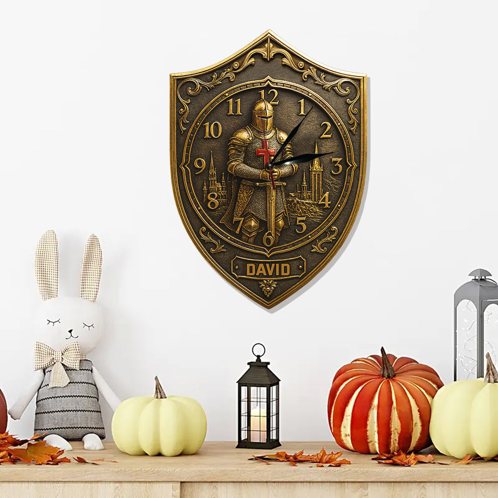 Knight Of God - Personalized Christian LED Light Wall Clock