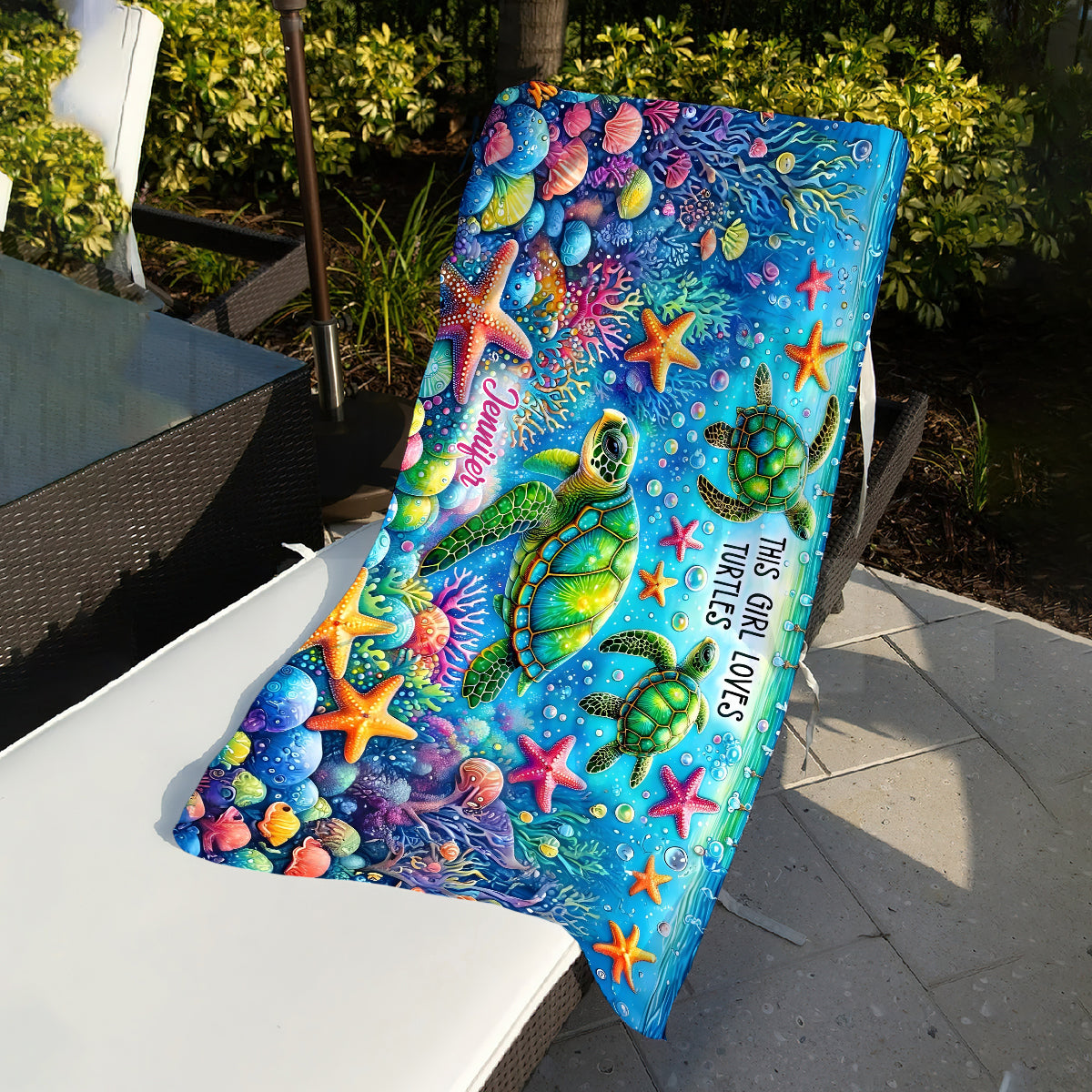 Just a Girl Who Loves Turtles - Personalized Turtle Quick-dry Beach Towel
