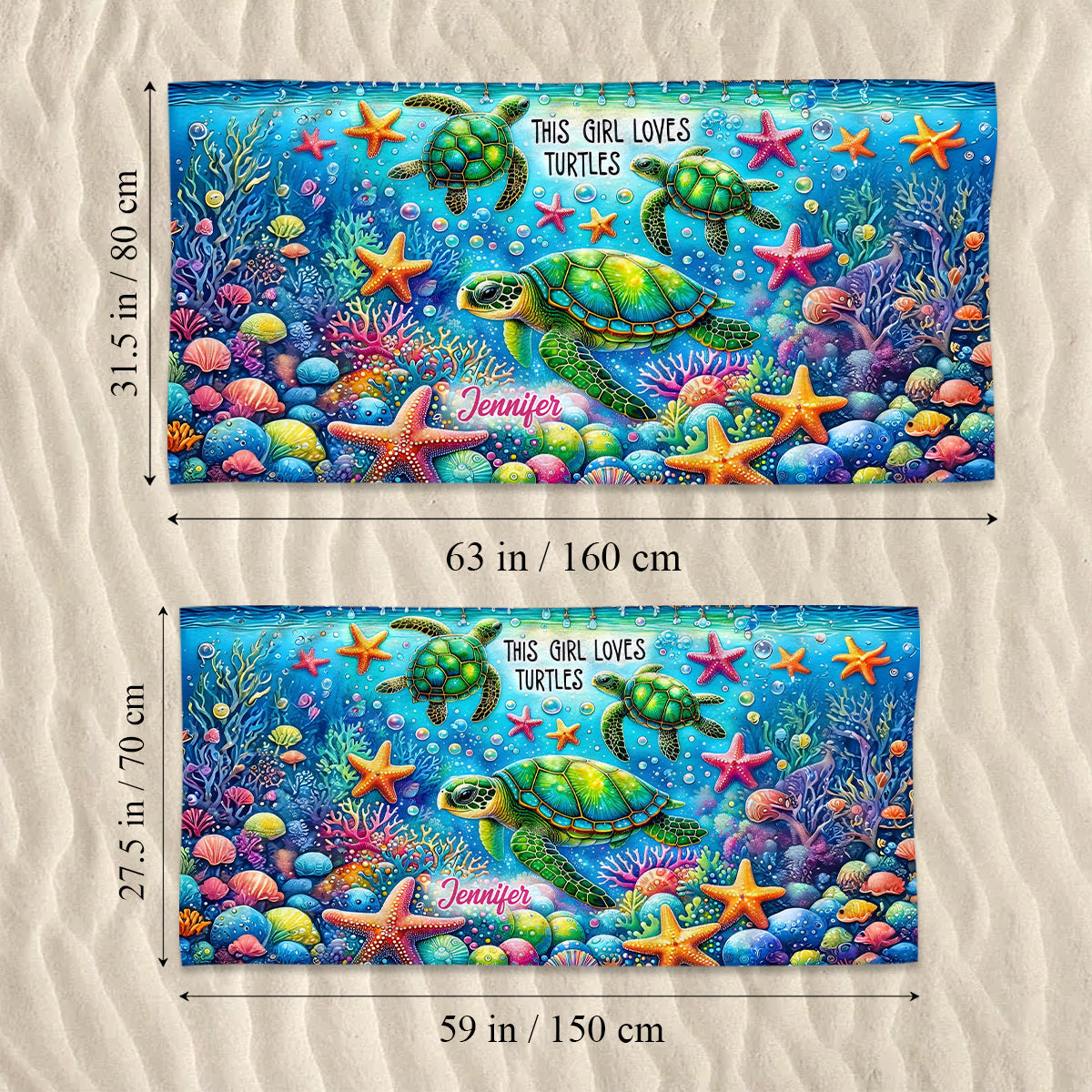 Just a Girl Who Loves Turtles - Personalized Turtle Quick-dry Beach Towel