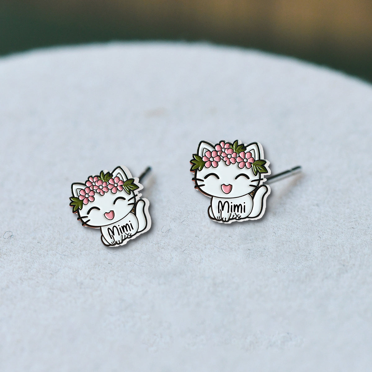 Lovely Cat - Personalized Cat Stud Earrings