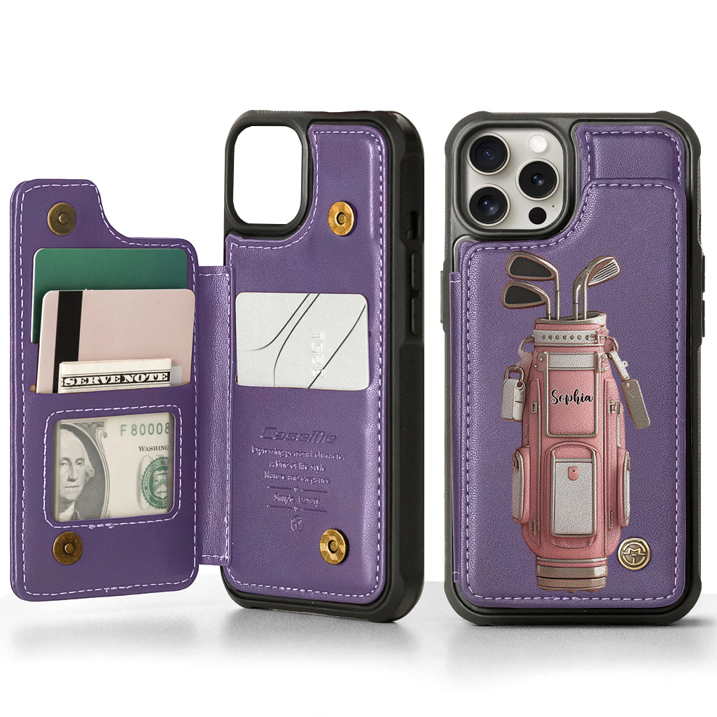 Luxury Gift For Golfer Custom Name - Personalized Golf Wallet Phone Case