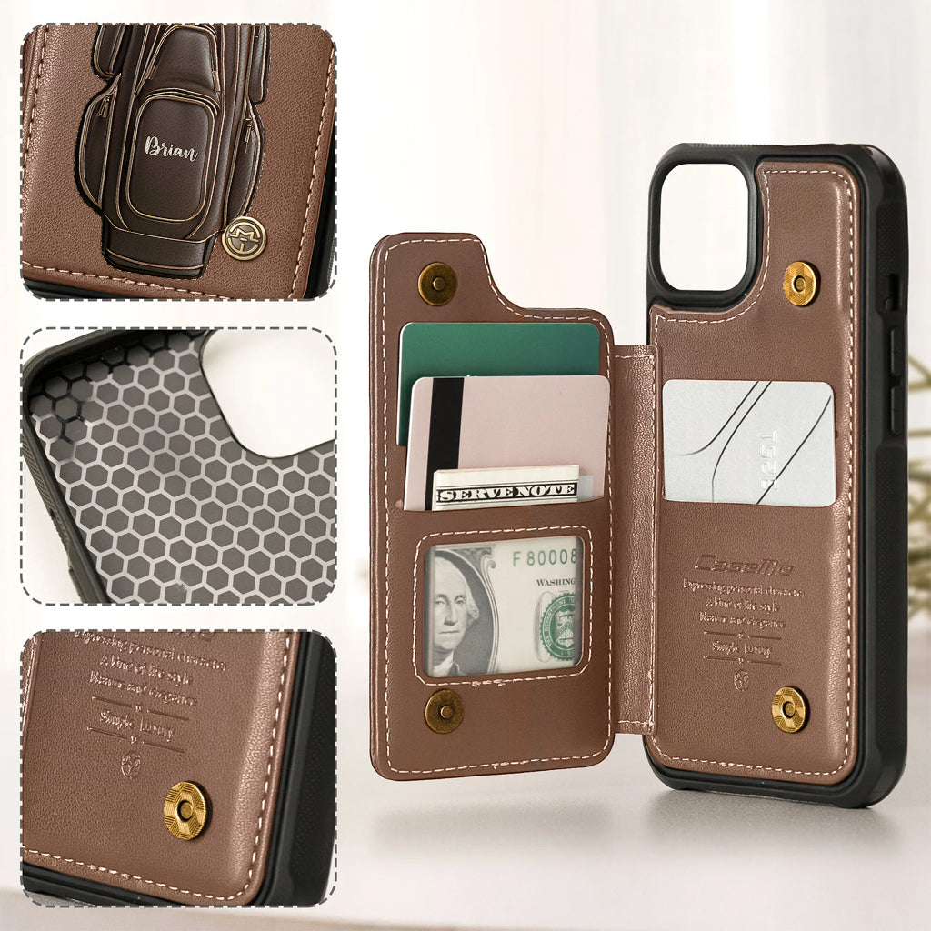 Luxury Gift For Golfer Custom Name - Personalized Golf Wallet Phone Case