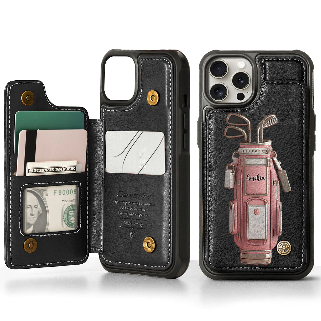 Luxury Gift For Golfer Custom Name - Personalized Golf Wallet Phone Case