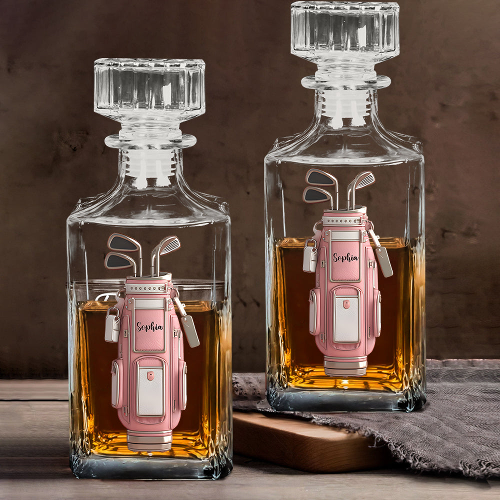 Luxury Gift For Golfer Custom Name - Personalized Golf Whiskey Decanter Set