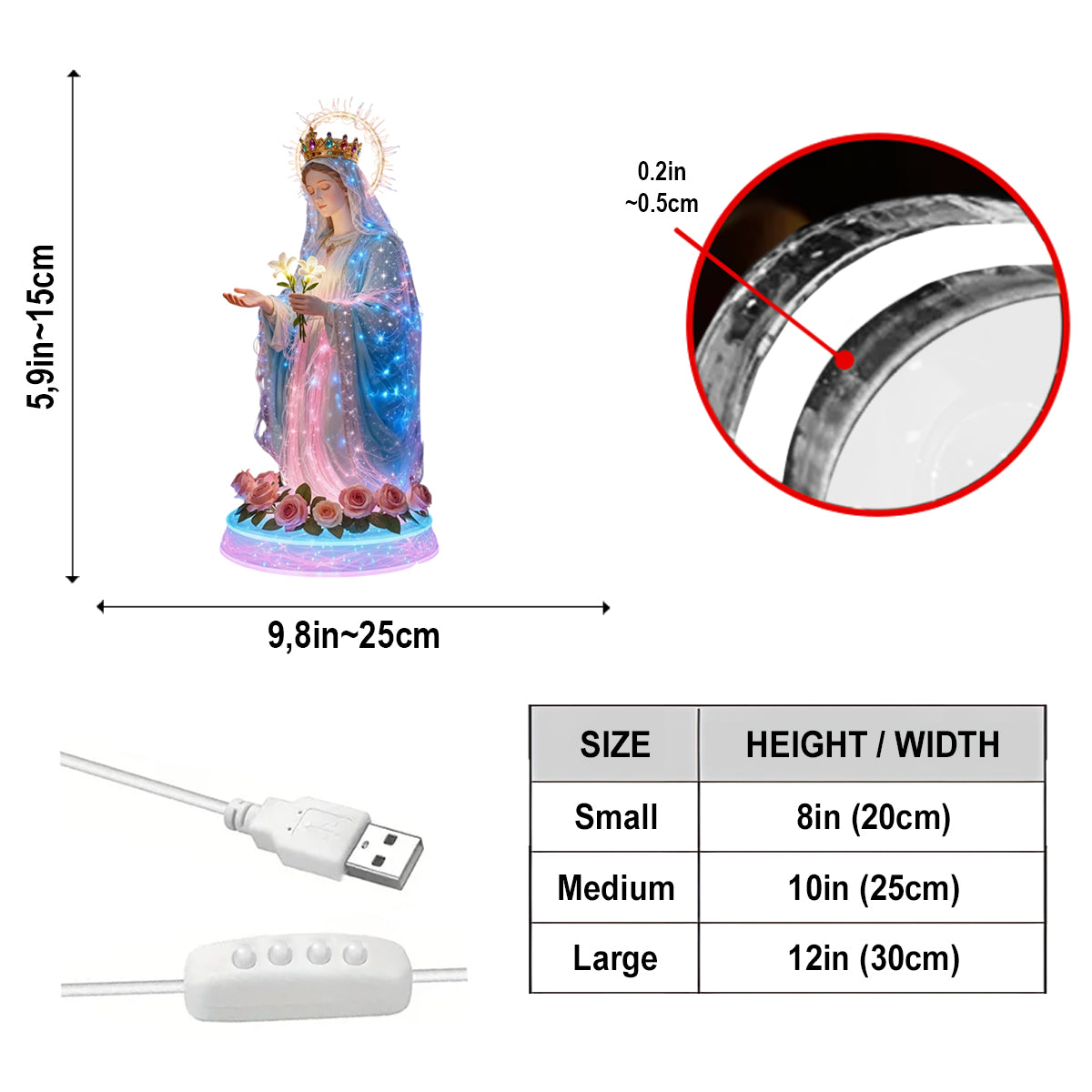 Faith And Grace - Christian Acrylic LED Night Light