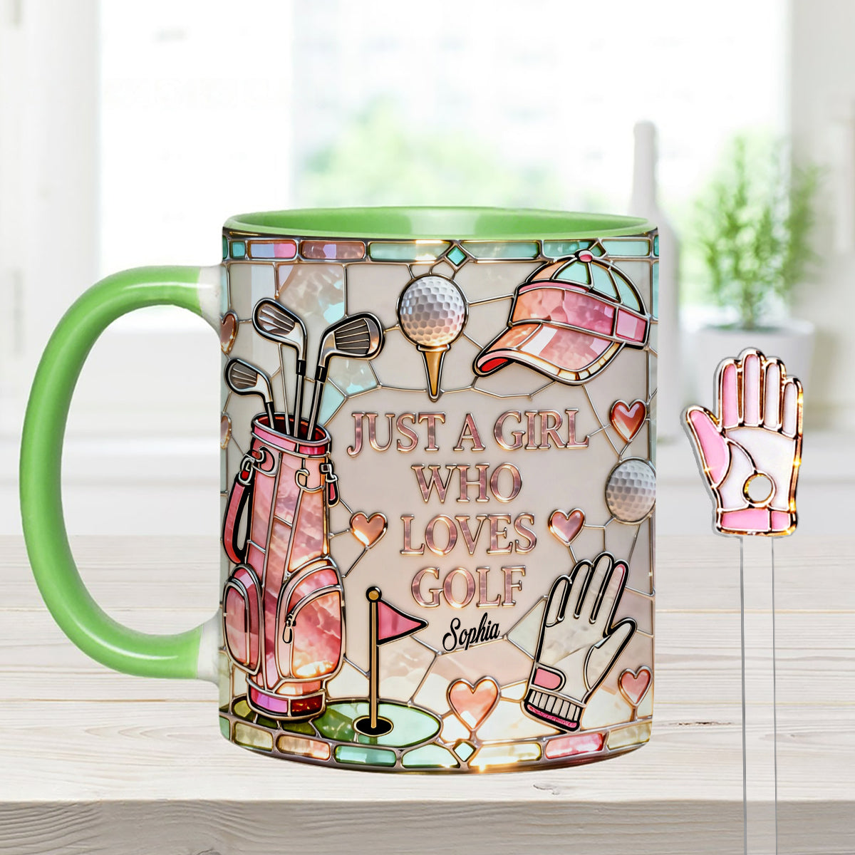 Just A Girl Who Loves Golf - Personalized Golf Set Accent Mug with Acrylic Stirrers