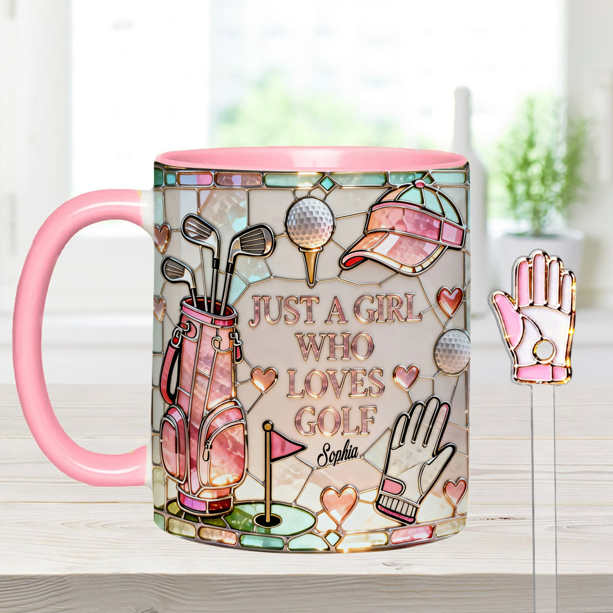 Just A Girl Who Loves Golf - Personalized Golf Set Accent Mug with Acrylic Stirrers